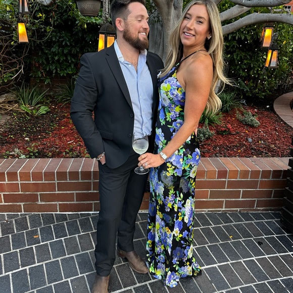 Line & Dot Floral Maxi Dress - Black, Blue, Yellow - Picture 7 of 7